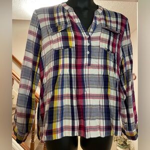 Cato Brand Lightweight Plaid Top - Size XL